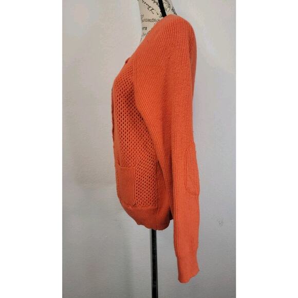 Sundance Sweater Womens Sz Large Rabbit Hair Blend Orange Button Pocket Cardigan - Picture 6 of 8